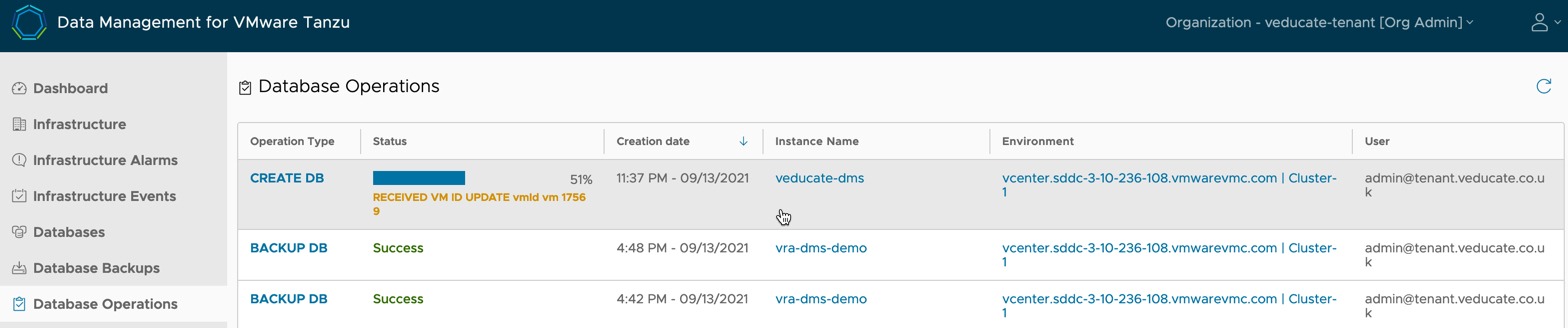 DMS - Create DB operation