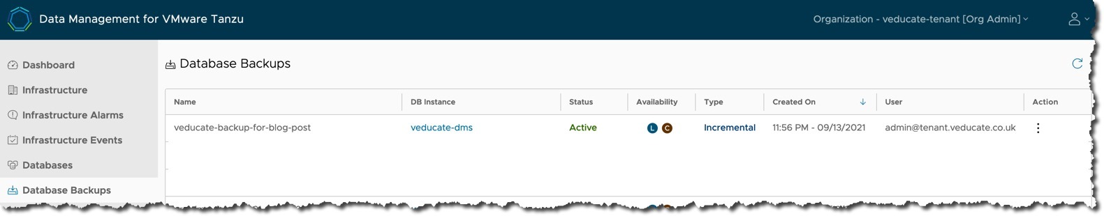 DMS - database backup