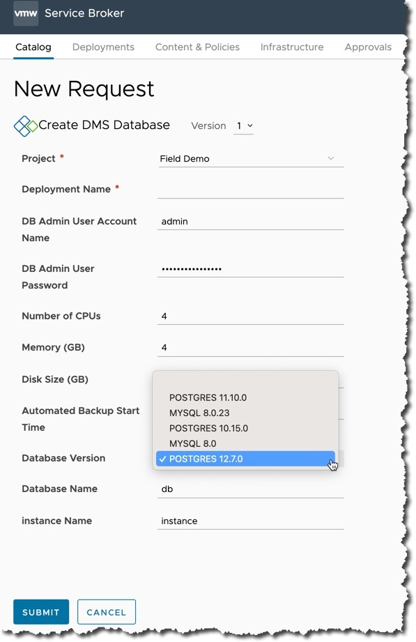 DMS - vRA - Service Broker - Catalog Item