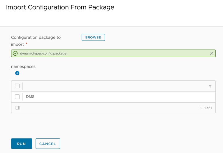 DMS - vRO Workflow - Import Configuration From Package