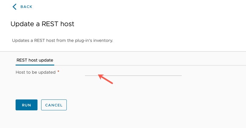 DMS - vRO Workflow - Update a Rest Host - Host to be updated