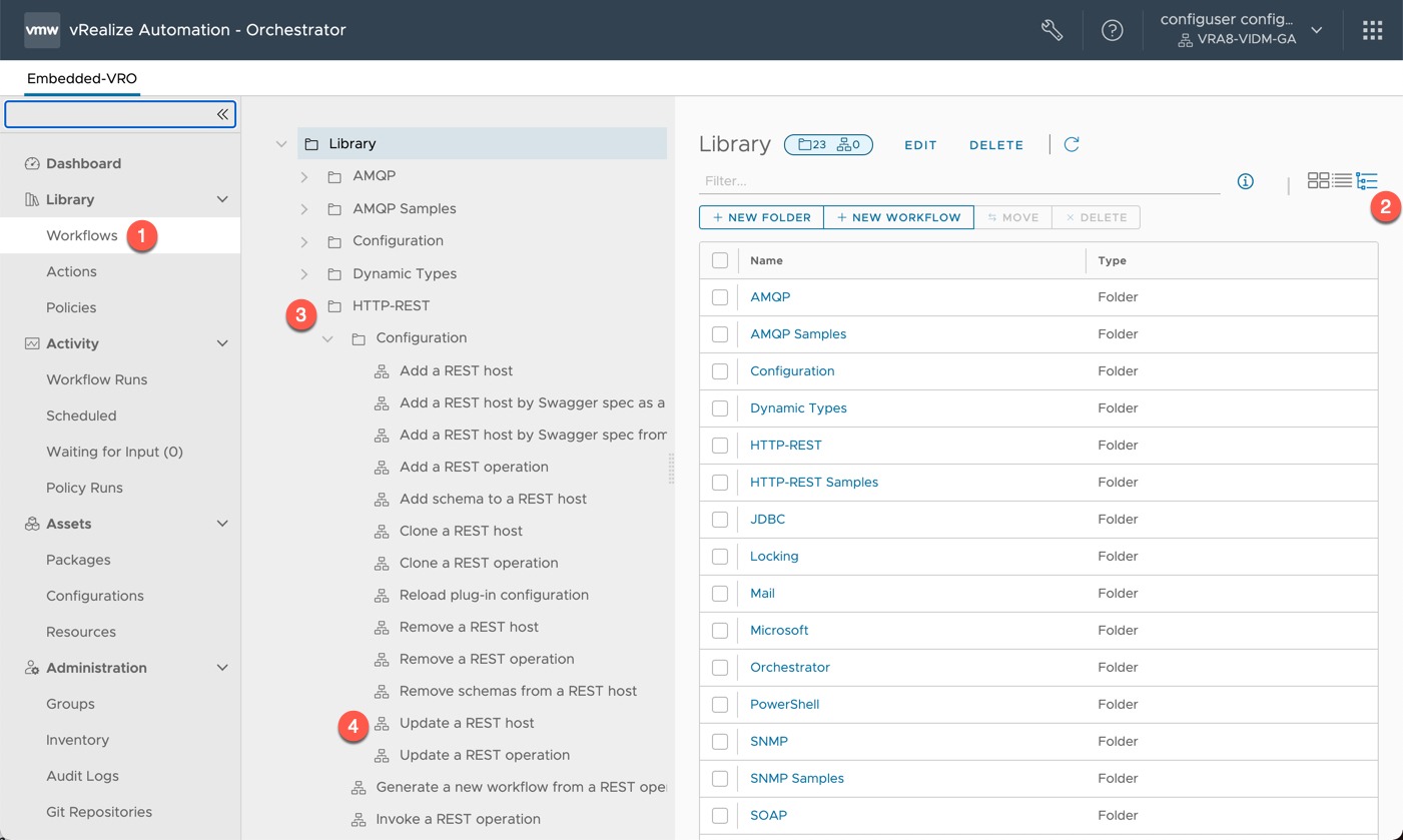 DMS - vRO Workflow - Update a Rest Host