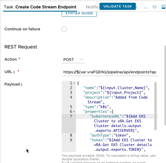 vRA 8.5 Code Stream - Unexpected character was expecting double-quote to start field name - Original Task
