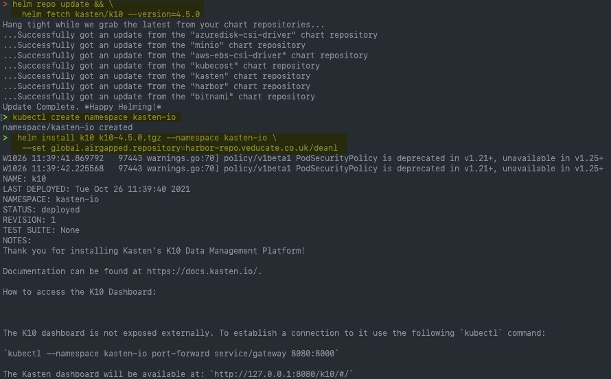 air gap - helm install k10 k10-4.5.0.tgz --set global.airgapped.repository