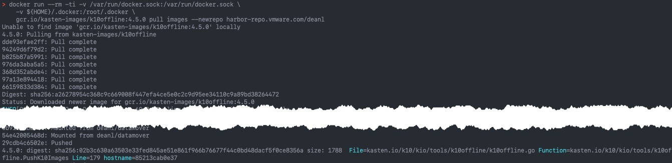 docker run k10offline-4.5.0 pull images --newrepo