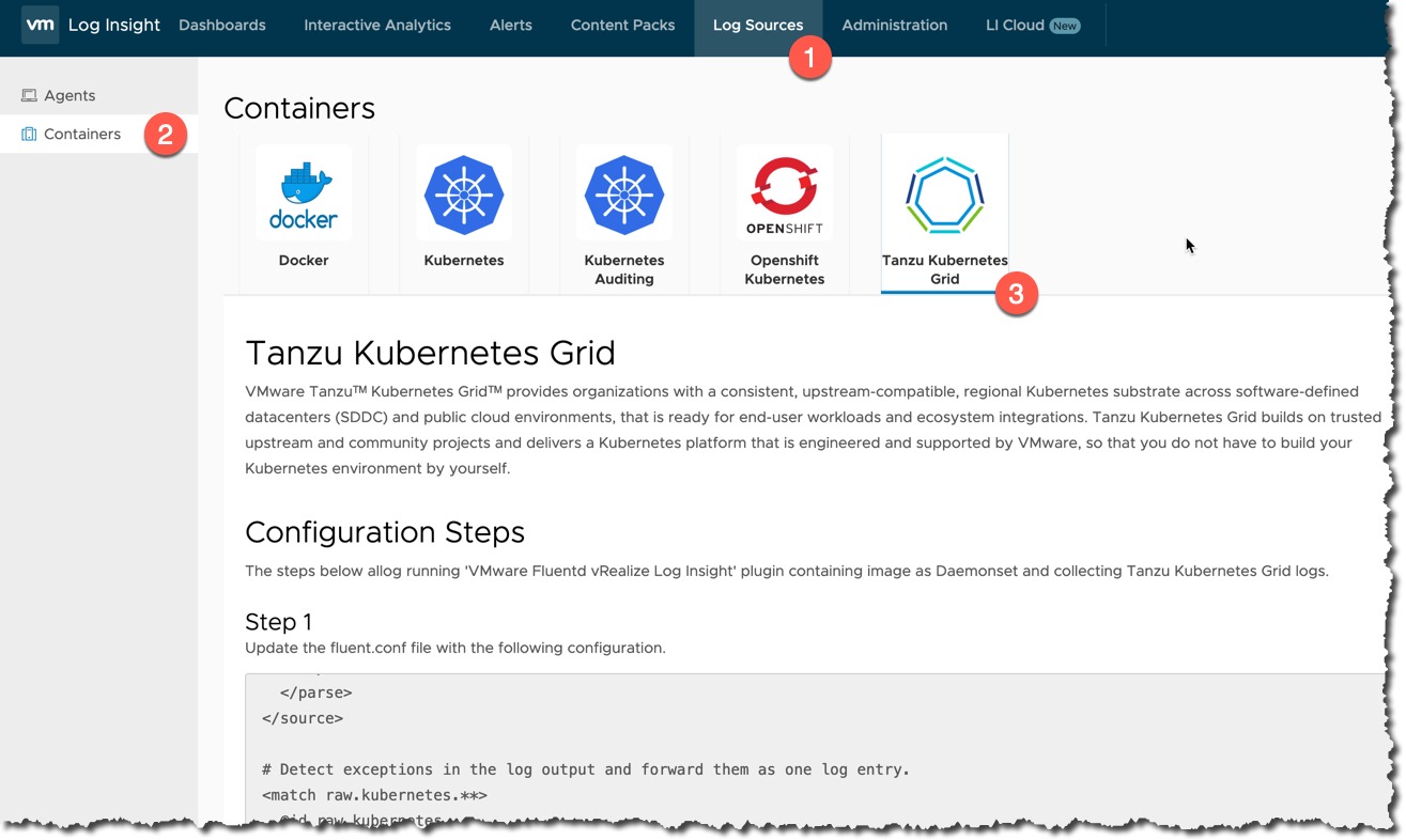 vRLI Log Archive - Configure Fluentd for Tanzu Kubernetes Grid