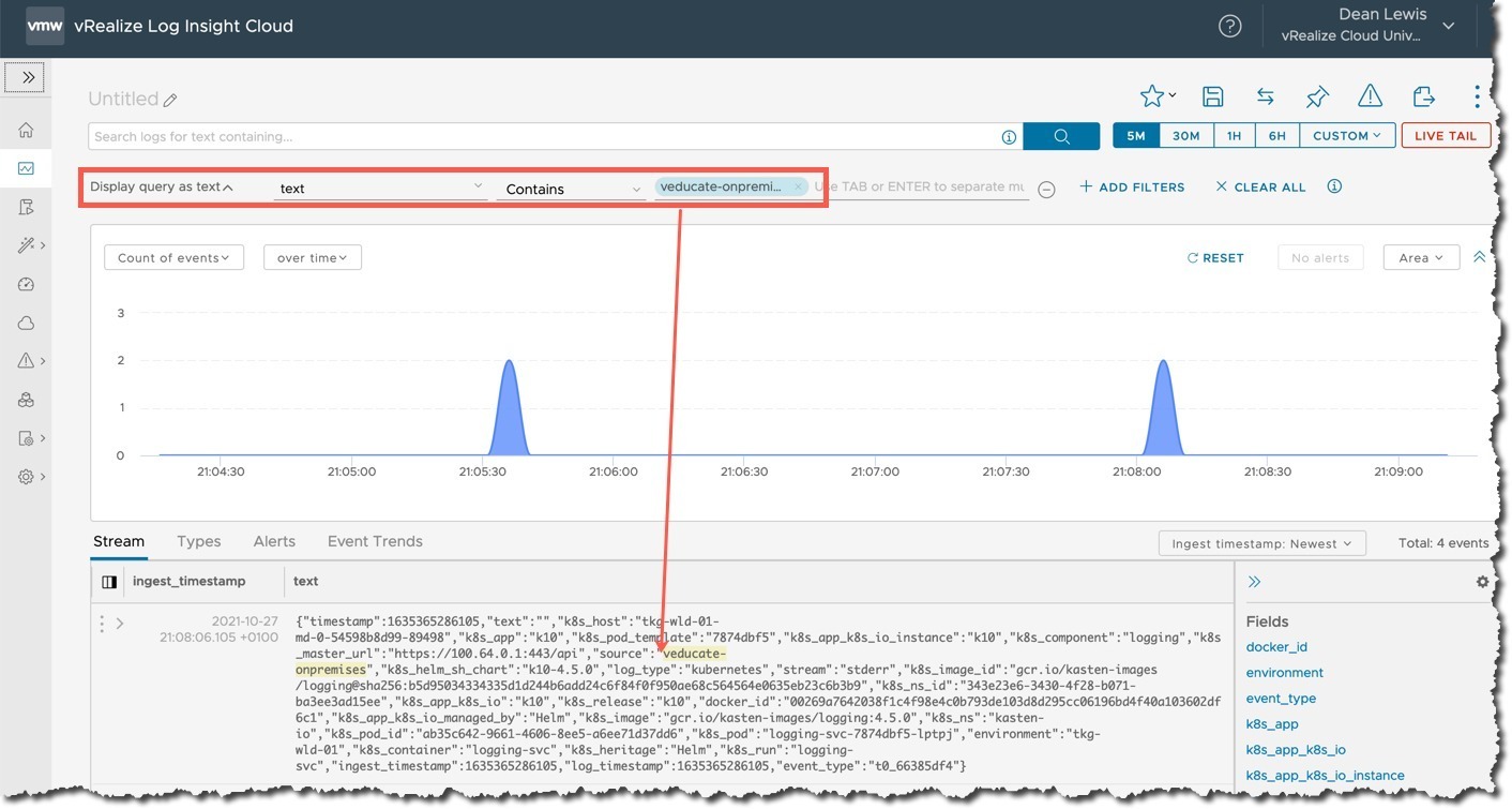 vRLI Log Archive - Log Insight Cloud - view forwarded logs