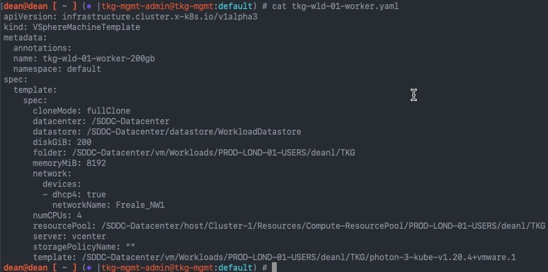 TKG - VsphereMachineTemplate Edited