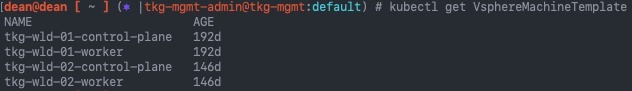 TKG - kubectl get VsphereMachineTemplate