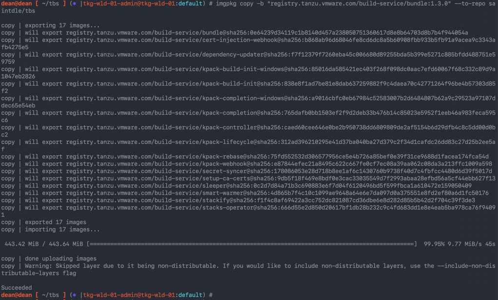 Tanzu Build Services - imgpkg copy -b remote-url --to-repo local-url