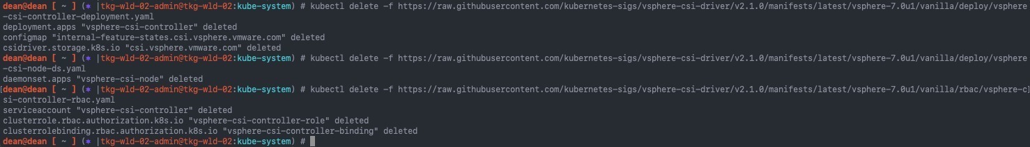 vsphere-csi - delete manifests