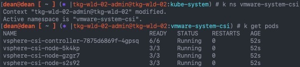 vsphere-csi - kubectl get pods