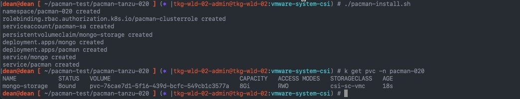 vsphere-csi - test storage creation