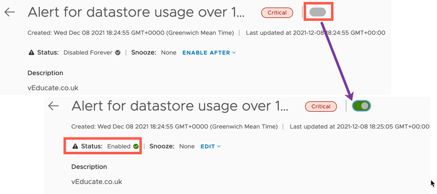 VMC vCenter Alarms - Log Insight Cloud - Enable new alert