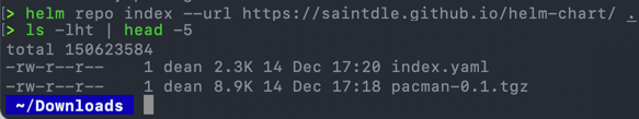 helm repo index --url
