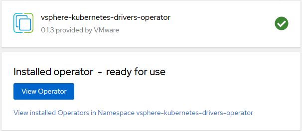 openshift - operatorhub - installed vsphere-kubernetes-driver-operator