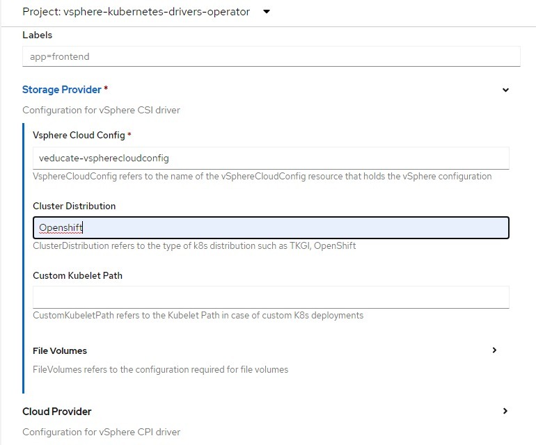 openshift - vdoconfig create instance - storage provider