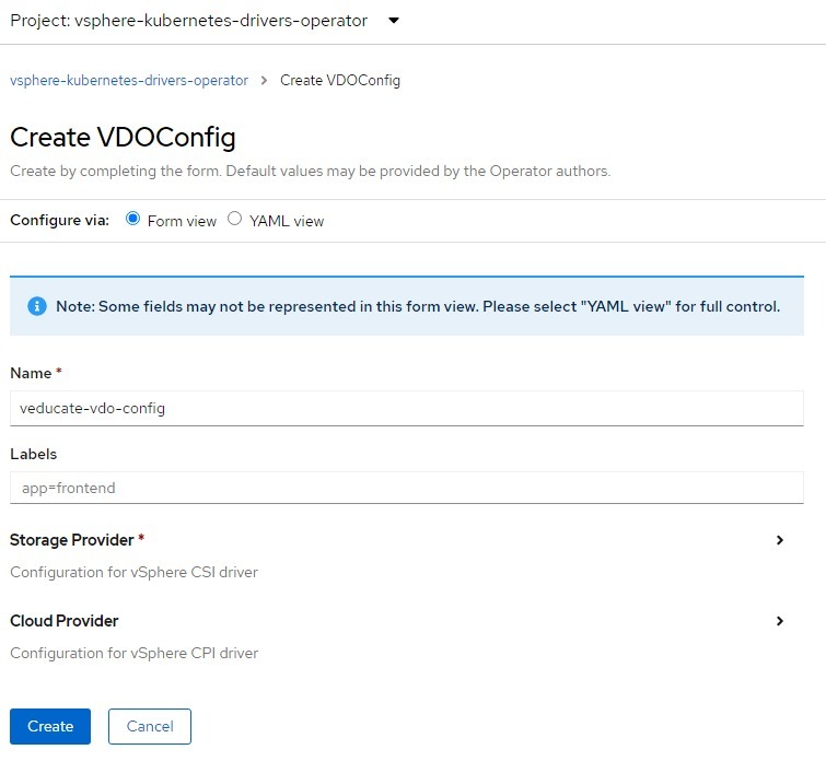 openshift - vdoconfig create instance
