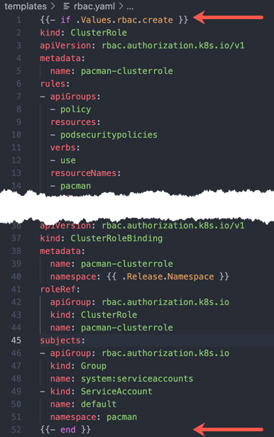 rbac.yaml If statement