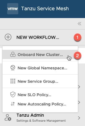 Tanzu Service Mesh - New Workflow - Onboard a new cluster