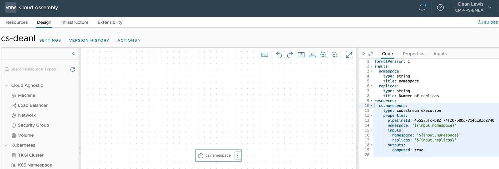 vRA Cloud Assembly - Cloud Template with codestream.execution resource object