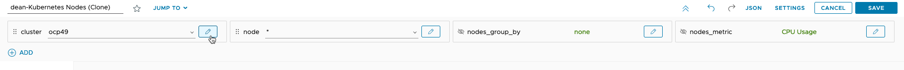 Tanzu Observability - Dashboards - Edit Dashboard - variables