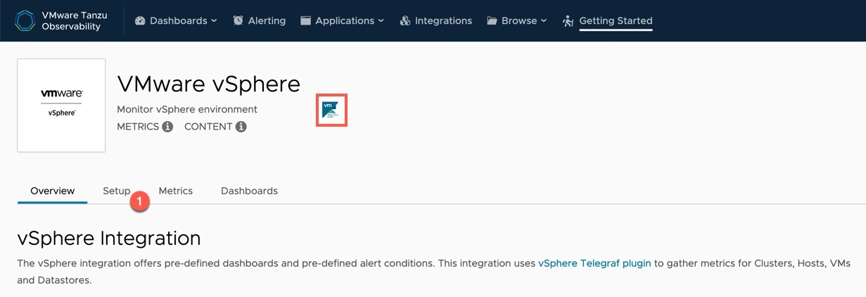 Tanzu Observability - Integrations - VMware Cloud on AWS - vSphere - Setup
