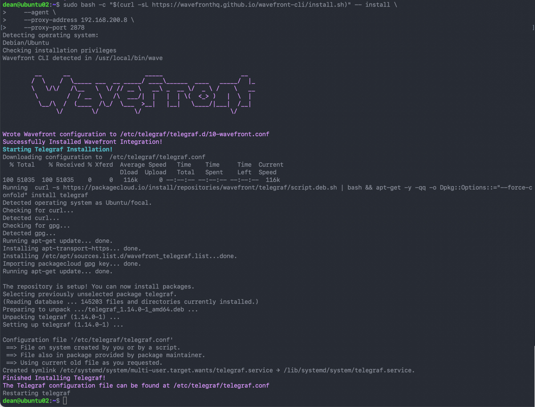 Tanzu Observability - Proxy - Install telegraf agent script
