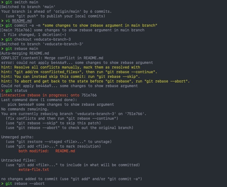 git rebase - conflict example