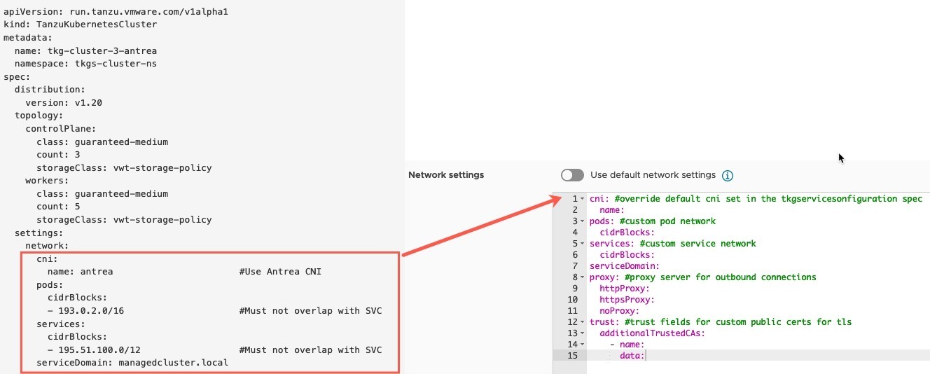 vRA - Cluster Plans - Network Settings