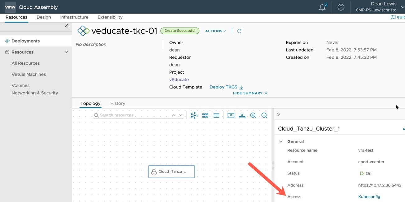 vRA - Deployment completed - Resource Object details