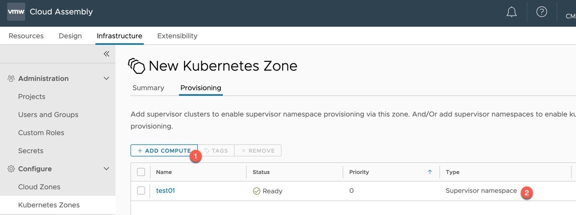 vRA - New Kubernetes Zone - Provisioning