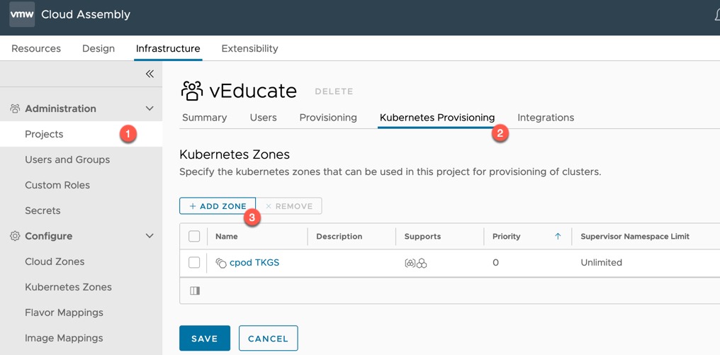 vRA - Projects - Kubernetes Provisioning