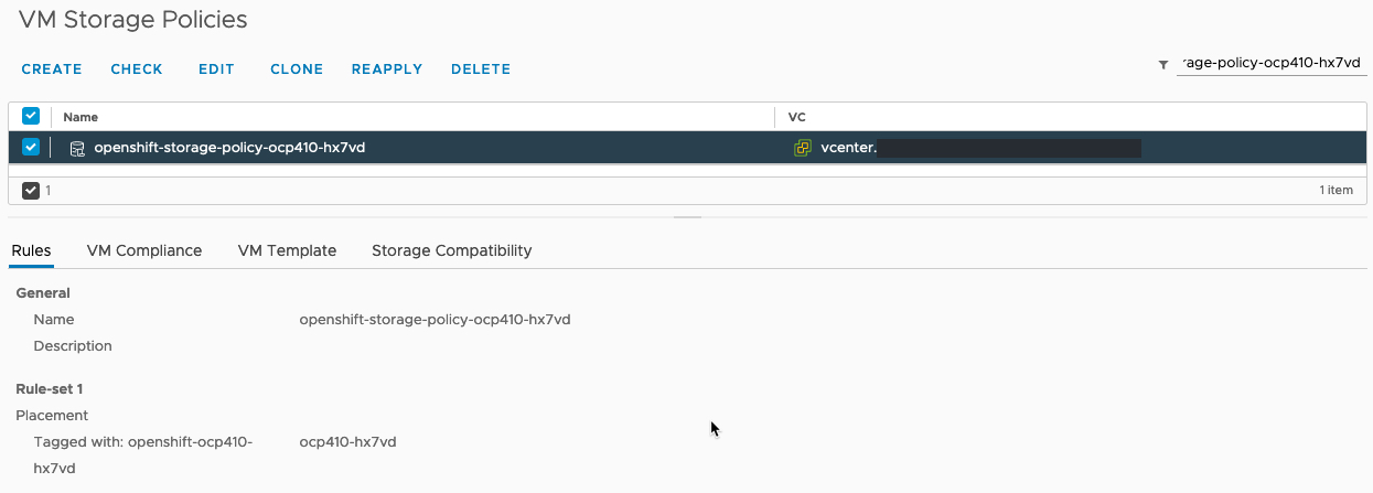 OCP 4.10 - vSphere CSI - vSphere Storage policy