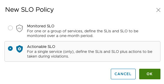 Tanzu Service Mesh - Policies - SLOs - New SLO Policy