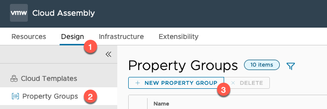 vRA - Cloud Assembly - Design - Property Groups - New Property Group