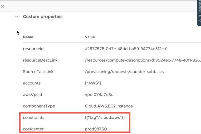 vRA - Cloud Template - Deployment - Custom Properties