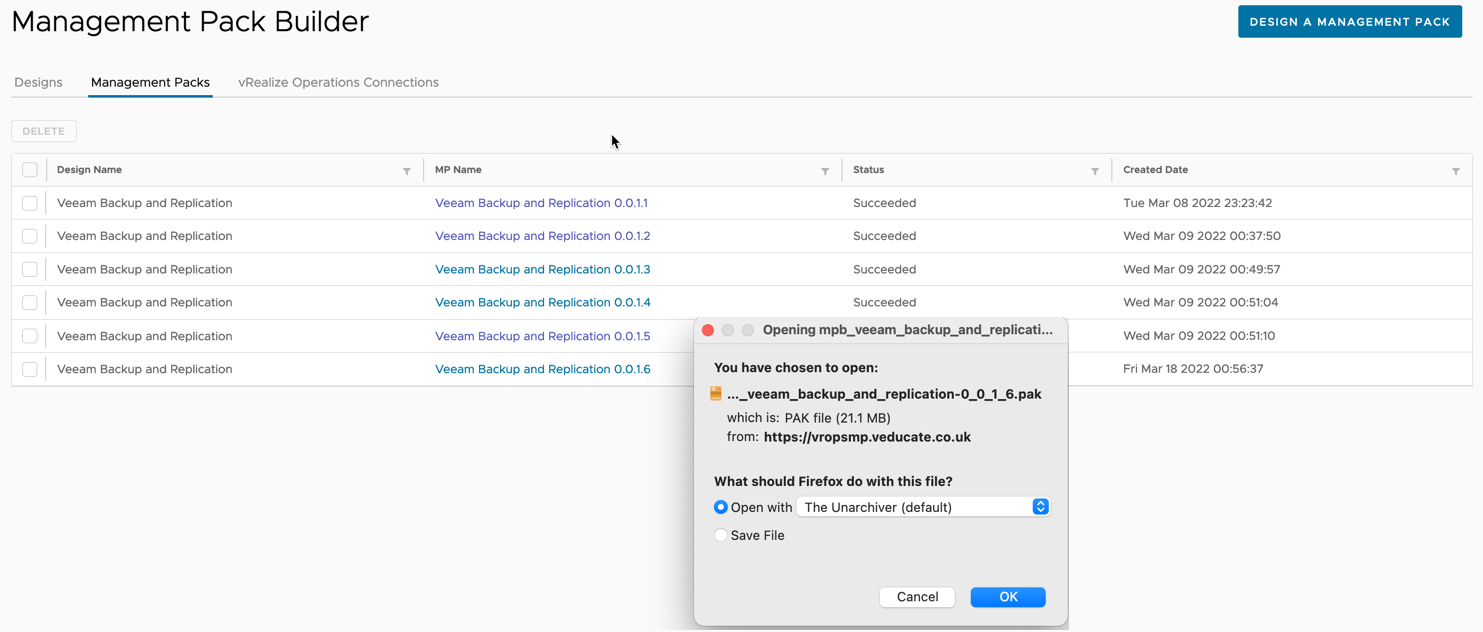 vRealize Operations Management Pack Builder - Build the management pack - Design Preview - Collection Preview - Download Management Pack