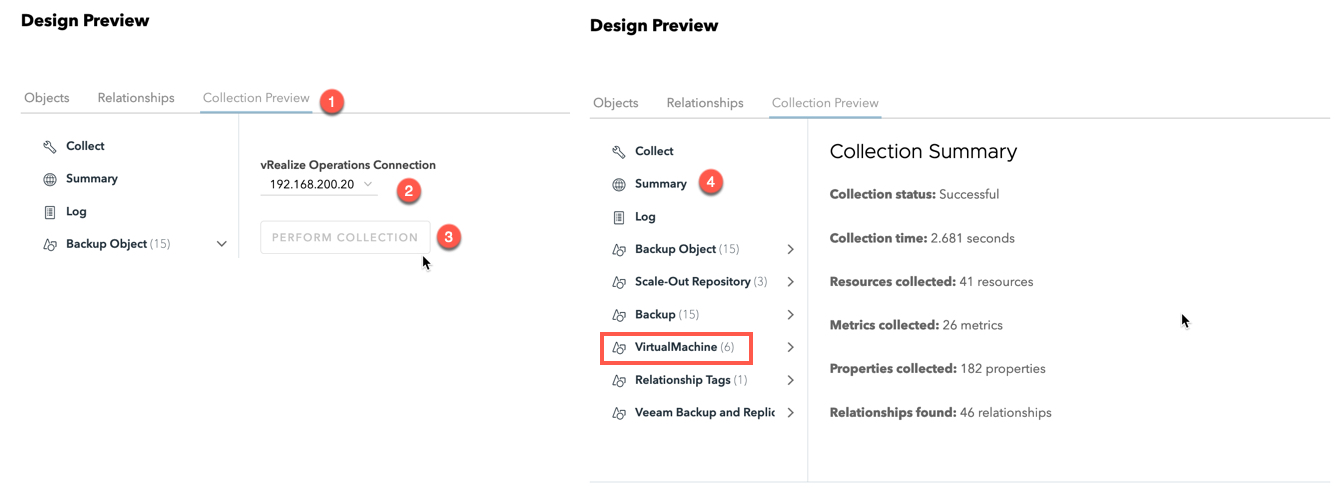 vRealize Operations Management Pack Builder - Build the management pack - Design Preview - Collection Preview