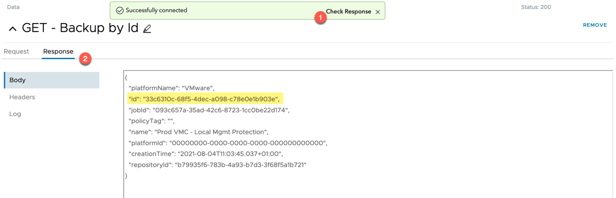 vRealize Operations Management Pack Builder - Data - Add Chained Request - Resource Path - Response