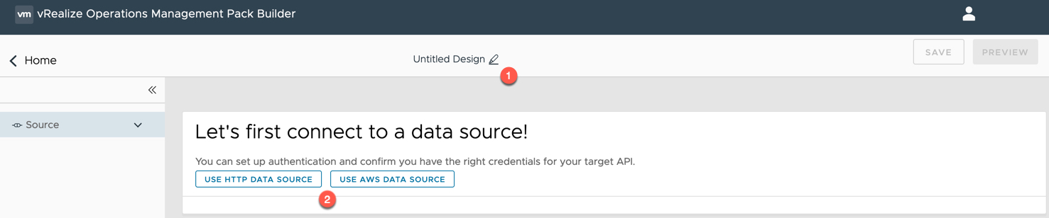 vRealize Operations Management Pack Builder - connect to a data source