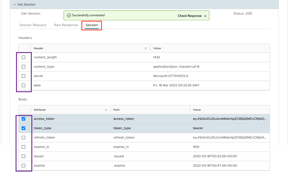 vRealize Operations Management Pack Builder - data source - Authentication type - Get Session - Session