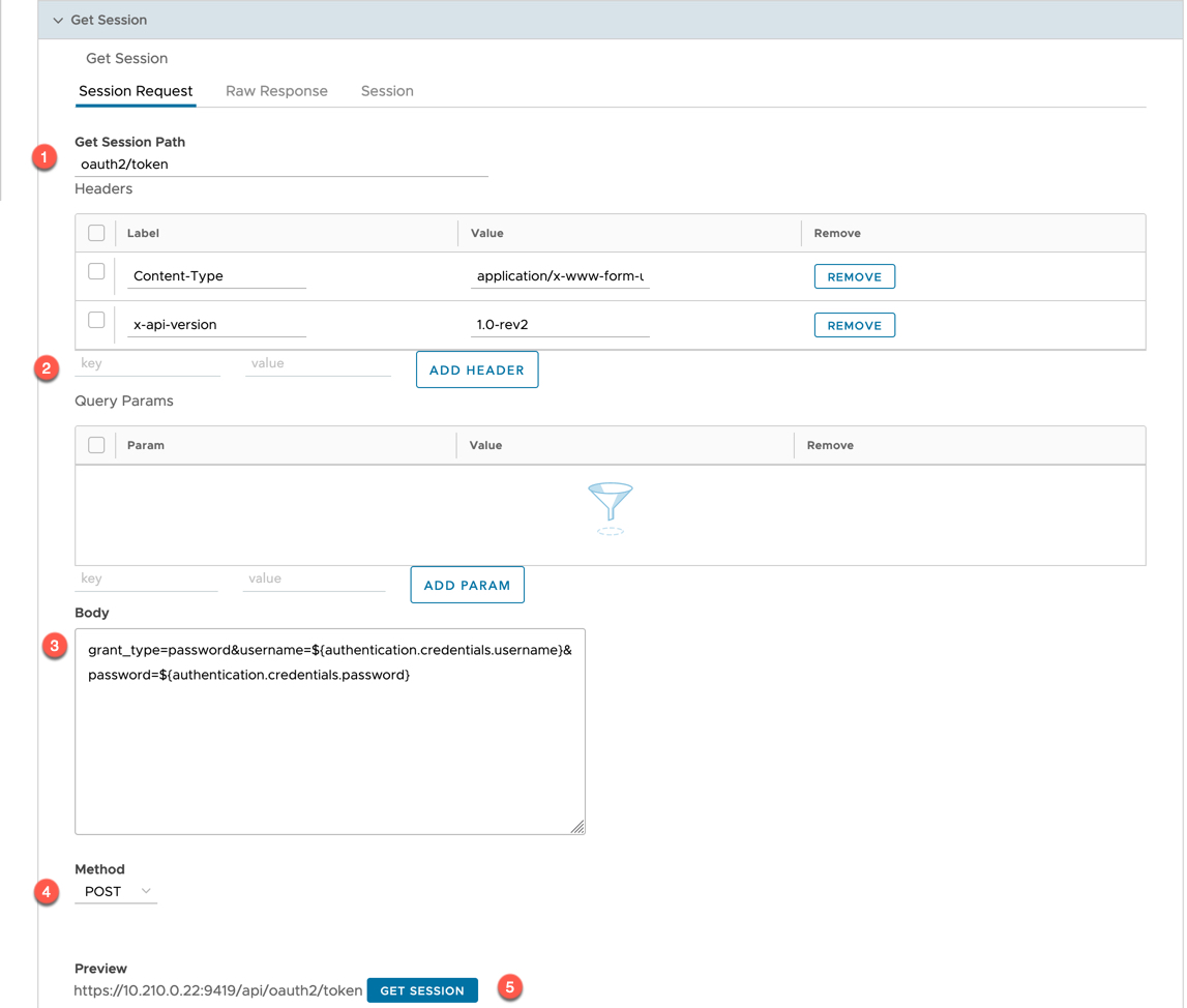 vRealize Operations Management Pack Builder - data source - Authentication type - Get Session