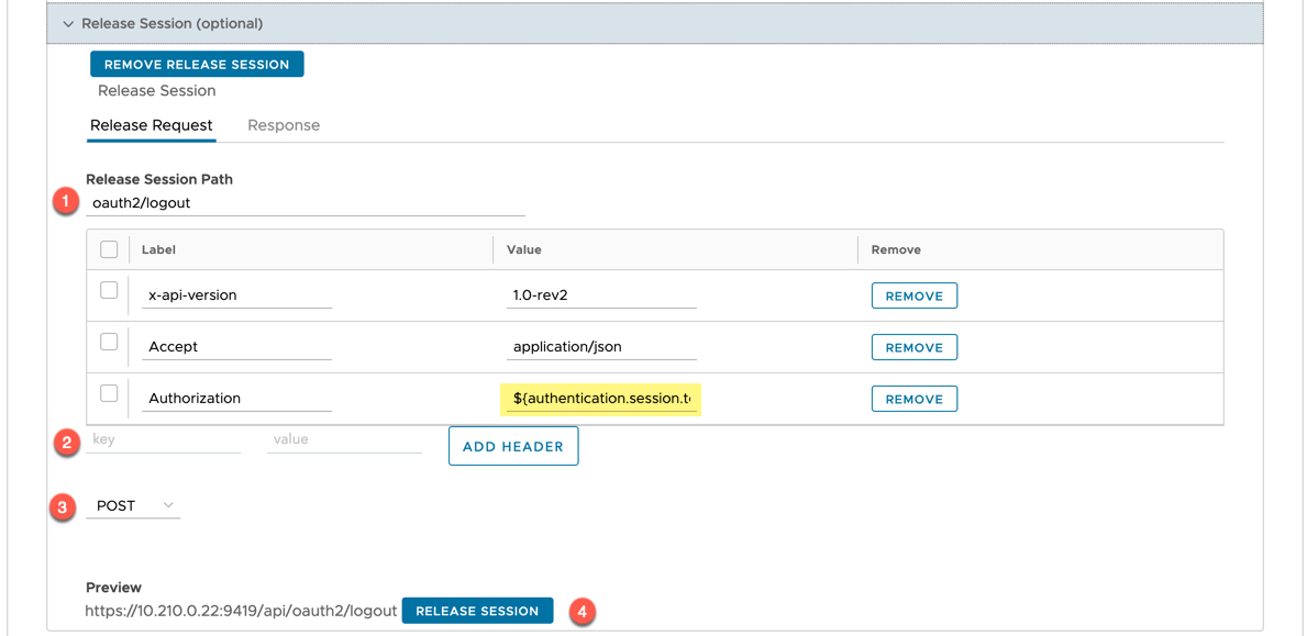 vRealize Operations Management Pack Builder - data source - Get Data - Release Session