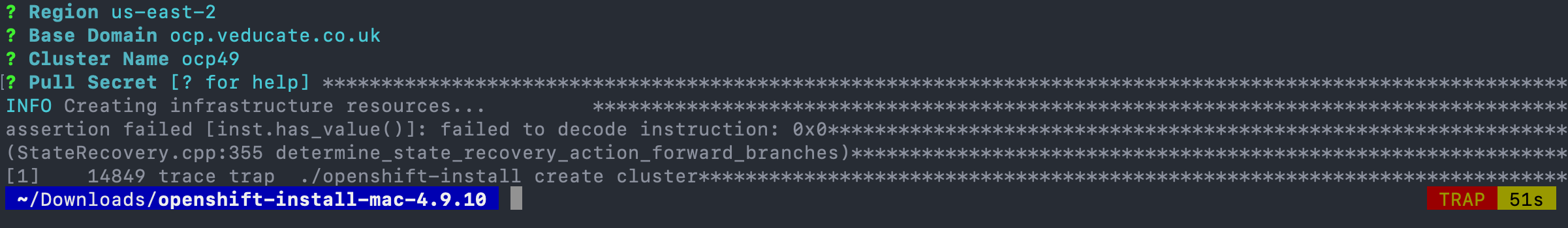 Openshift-install CLI Tool - Crash - Unable to decode instructions - Apple MacBook M1