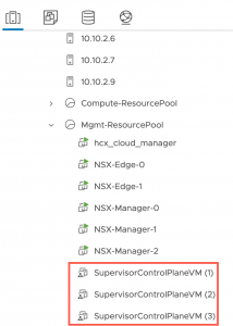 VMC - TKG Activated - vCenter - Hosts and Clusters - SupervisorControlPlaneVM