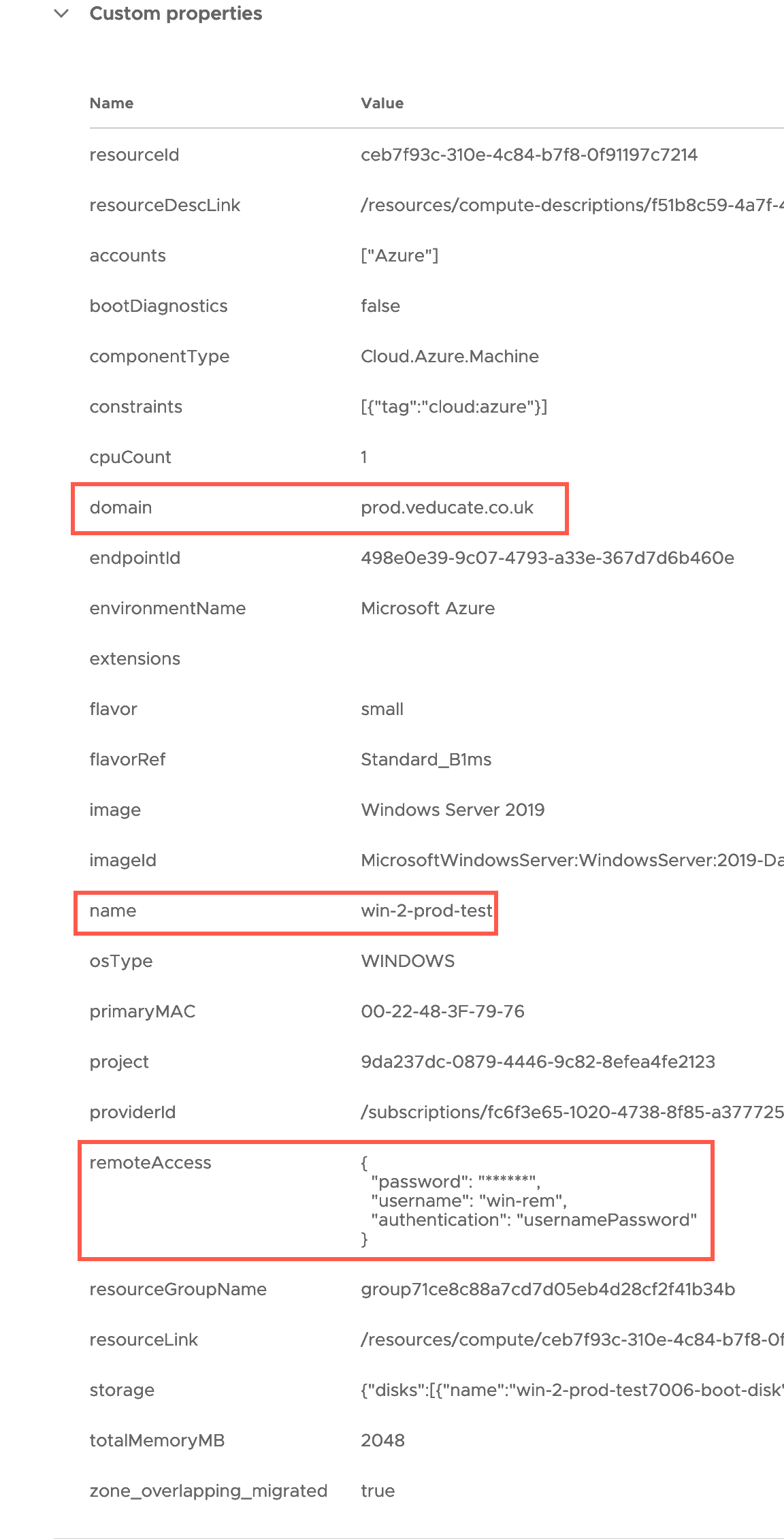 vRA - Constant Property Group - Deployment - Cloud Machine Resource Object - Custom Properties