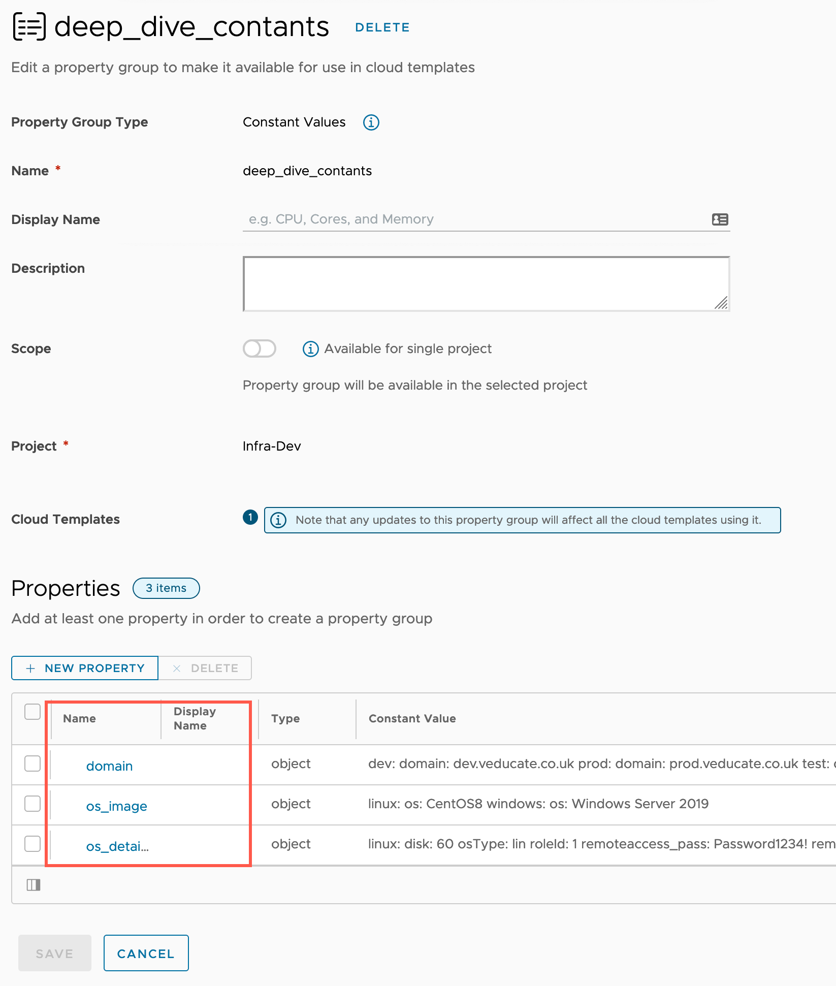 vRA - Constant Property Group
