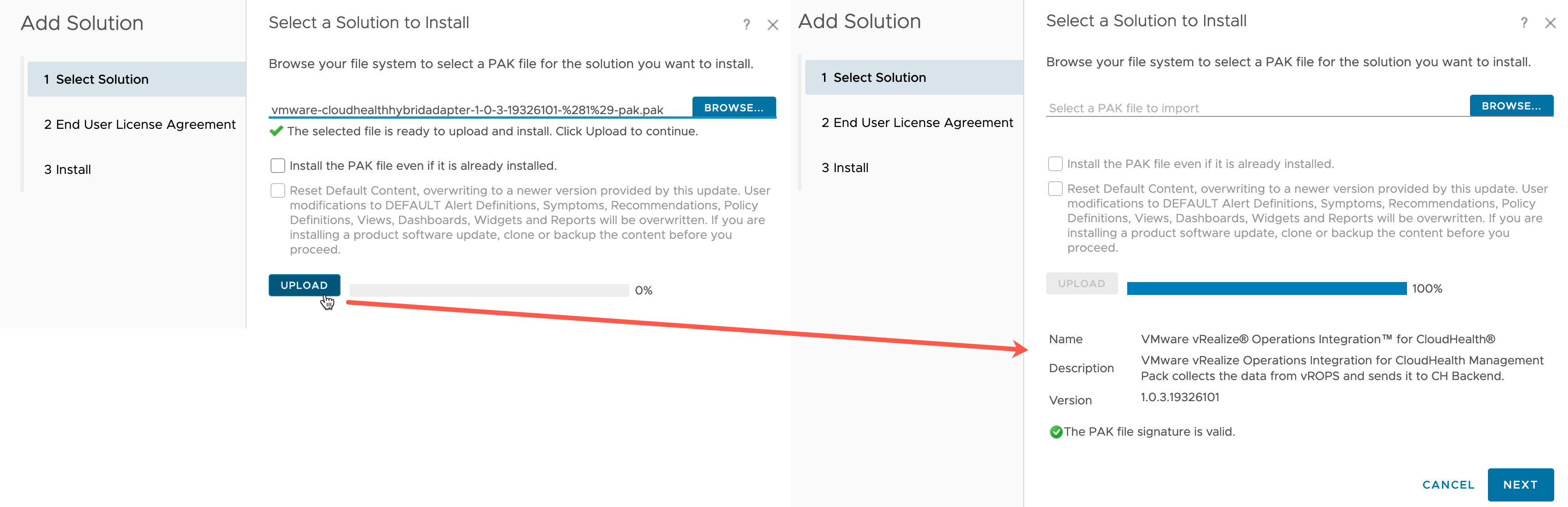 vRealize Operations - CloudHealth Integration - Integrations - Repository - Select a solution to install
