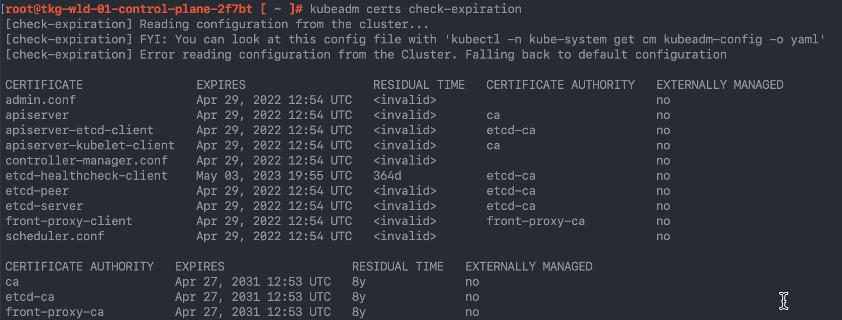 kubeadm certs check-expiration